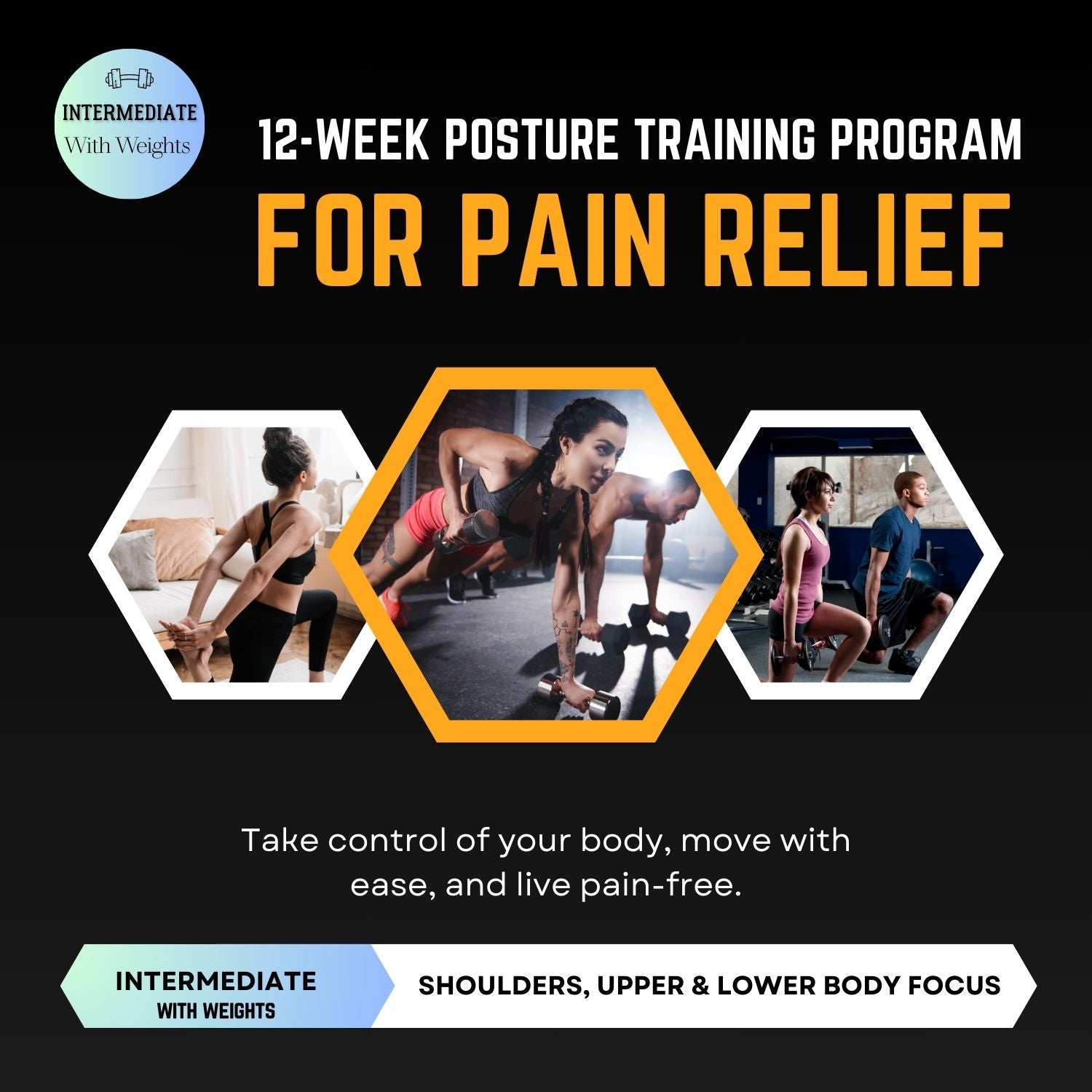 Intermediate - 12-Week Posture Training Program With Weights For Back and Shoulder Pain Relief